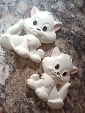 Vintage 1981 Miller Studio Chalkware Cat Kitten Wall Decor Set